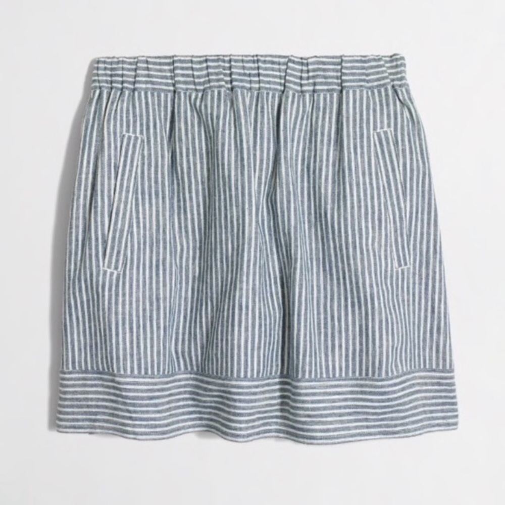 J crew blue striped mini skirt